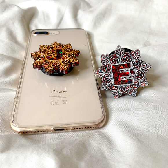 Red Glitter Collection Initial phone grip