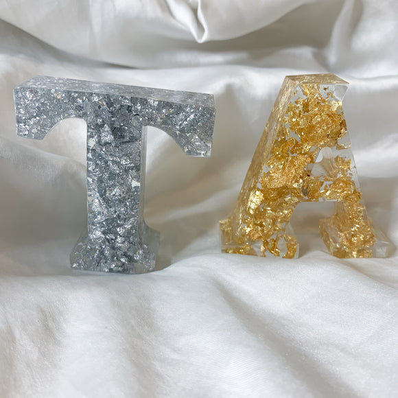 Silver and Gold Leaf Standing Letter